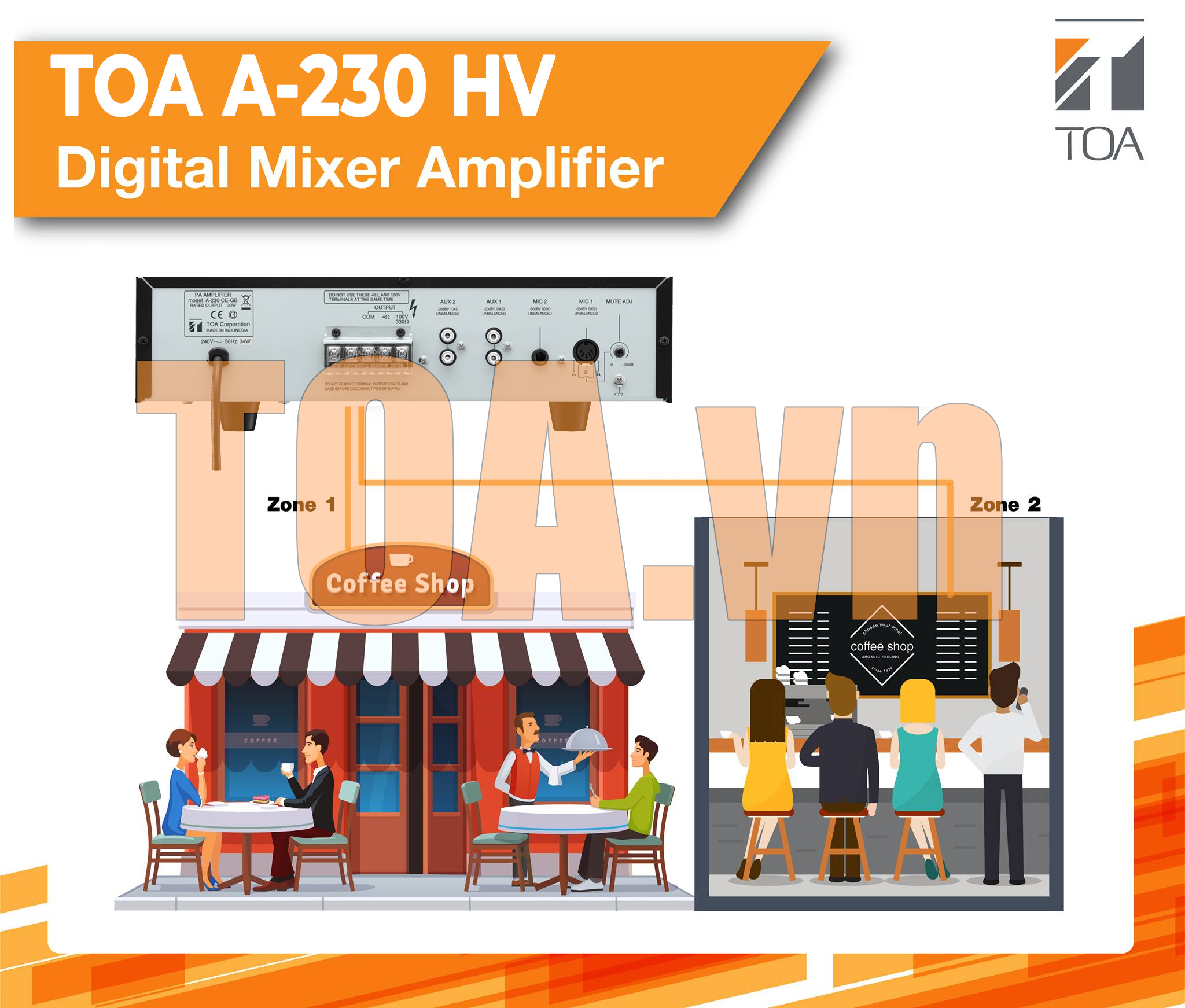  Amply Mixer 30W TOA A-230 HV 